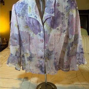 Floral Purple Sheer Women's Top